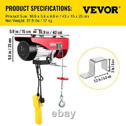 1320Lbs Electric Hoist Winch Lifting Engine Crane Steel Ceiling Pulley Brackets