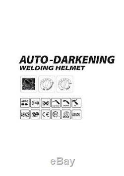 Auto Darkening Welding Helmet Solar Powered 9 to 13 With 2 Replaceable cover Lens