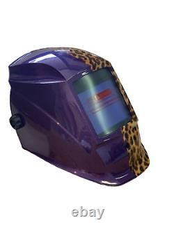Hydro Dipped Welding Helmet AUTODARK WHAM30 Series Half Purple Half Cheetah