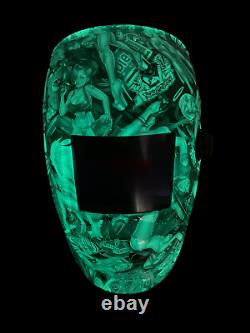 HydroDipped Custom Welding Helmet AUTO DARK WHAM10 Series Green Glow in the Dark