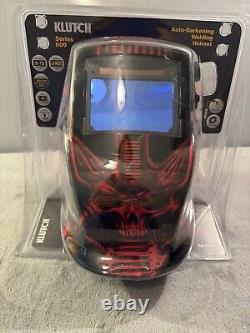 Klutch 800 Series Large View Auto-Darkening Welding Helmet Red Skull Design