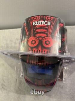 Klutch 800 Series Large View Auto-Darkening Welding Helmet Red Skull Design