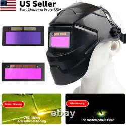 Large View True Color Solar Power Auto Darkening Welding Helmet with 2 Side View