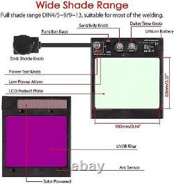 Large Viewing True Color Solar Powered Auto Darkening Welding Helmet, Hemisph