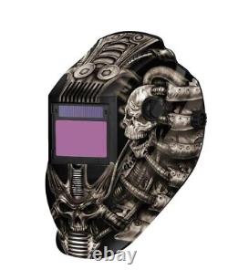 METAL MAN Welding Helmet Gray Skull Shade Auto Darkening Adjustable Headgear, NEW