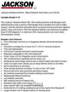 NEW Jackson NEXGEN HSL-100 Shadow Auto Darkening Welding Helmet 9-13 SHADE