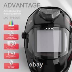 Panoramic View Auto Darkening Welding Helmet LED Lighting & Type-C Charging