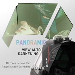 Panoramic View Auto Darkening Welding Helmet LED Lighting & Type-C Charging