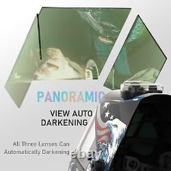 Panoramic View Auto Darkening Welding Helmet, LED Lighting & Type-C Charging