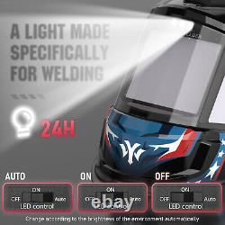 Panoramic View Auto Darkening Welding Helmet, LED Lighting & Type-C Charging