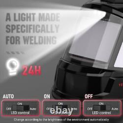 Panoramic View Auto Darkening Welding Helmet LED Lighting & Type-C Charging