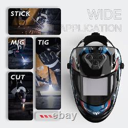 Panoramic View Auto Darkening Welding Helmet, LED Lighting & Type-C Charging