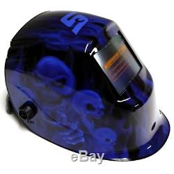 Snap-On YA4610 Blue Skulls Auto-Darkening Welding Helmet External Shade Control
