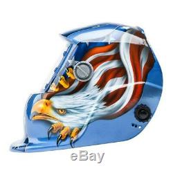 Solar Powered Auto Darkening Welding Helmet with Baffles Eagle-Blue Pattern