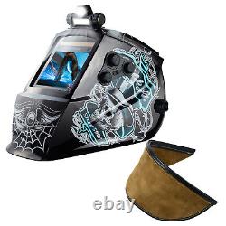 TRQWH Auto-Darkening Welding Helmet Solar Powered True Color & Helmet Bib