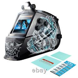 TRQWH Auto-Darkening Welding Helmet Solar Powered True Color & Helmet Bib