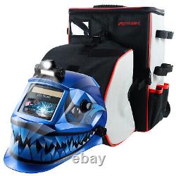 TRQWH Shark Pattern True Color Auto-Darkening Welding Helmet & Welding Backpack