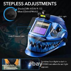 TRQWH Shark Pattern True Color Auto-Darkening Welding Helmet & Welding Backpack