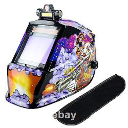 TRQWH Solar Auto-Darkening Welding Helmet with LED Light True Color & Helmet Bib