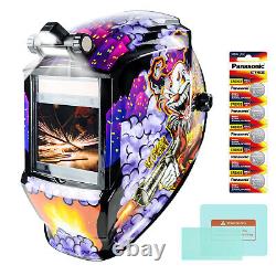 TRQWH Solar Auto-Darkening Welding Helmet with LED Light True Color & Helmet Bib