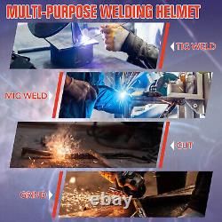 TRQWH Solar Auto-Darkening Welding Helmet with LED Light True Color & Helmet Bib