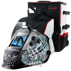 TRQWH Solar Welding Helmet Auto Darkening True Color & Welding Backpack