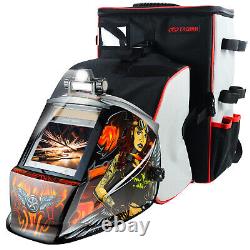 TRQWH True Color Welding Helmet Auto Darkening Solar Light & Welding Backpack