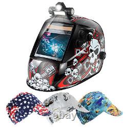 TRQWH Welding Helmet Solar Powered Auto Darkening True Color & Peaked Caps Set