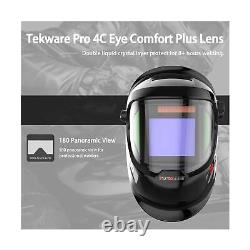 Tekware Large Viewing Auto Darkening Welding Helmet With Side View, Solar Pow