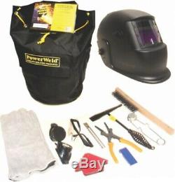 Welder's Kit Auto-Darkening Helmet Heavy Duty Gear Bag MIG Pliers Welding Gloves
