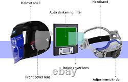 Welding Helmet Auto Darkening Solar Powered Professional Welding Mask 980E Blue