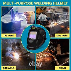 Welding Helmet & Leather Neck Guard Set with Auto-Darkening Feature