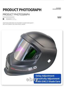 Welding Helmet Side Window Mask Internal Adjustment Battery Solar Big View 360°