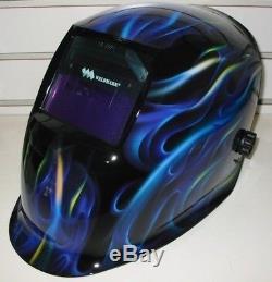 Weldmark Variable Shade Auto-Darkening Welding Helmet BLUE FLAMES BF8VS9-13